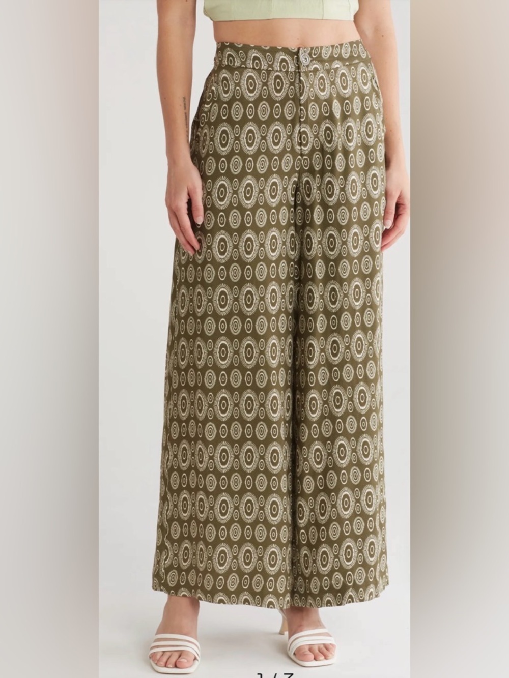 Philosophy Women Zip Front Hi-Rise Rayon Twill Wide Leg Pants SZ 6